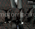 Обивка сидений (не чехлы) экокожа с тканью Полет (цветная строчка Ромб, Квадрат) для Лада Приора 2 седан_16