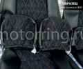 Обивка сидений (не чехлы) экокожа с алькантарой (цветная строчка Ромб, Квадрат) для ВАЗ 2111, 2112_13
