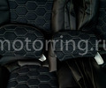 Обивка (не чехлы) сидений Recaro экокожа с алькантарой (цветная строчка Соты) для ВАЗ 2111, 2112, Лада Приора хэтчбек, универсал_11