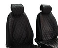 Универсальные защитные накидки передних сидений из гладкой экокожи с одинарной цветной строчкой Ромб_15