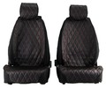 Универсальные защитные накидки передних сидений из перфорированной экокожи с одинарной цветной строчкой Ромб_14