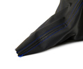 Ручка КПП Sal-Man с пыльником, синей прострочкой и рамкой Хром в стиле Весты для Лада Приора 2 с тросовым приводом КПП_12