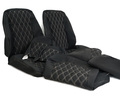 Обивка сидений (не чехлы) черная ткань, центр из ткани на подкладке 10мм с цветной строчкой Ромб, Квадрат для ВАЗ 2110_10