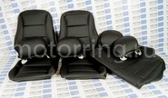Обивка сидений (не чехлы) экокожа с перфорированной центральной частью и горизонтальной отстрочкой (Линии) для Лада Приора седан