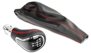Ручка КПП sal-man в стиле Весты с хромированной вставкой и пыльником с красной прострочкой для ВАЗ 2108-21099