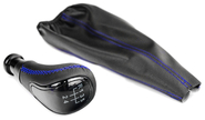 Ручка КПП sal-man в стиле Весты с черной вставкой и пыльником с синей прострочкой для ВАЗ 2108-21099