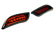 Заглушки в стиле двойного выхлопа Лексус Стайл красные с диодами и повторителем для Лада Приора 2 седан, хэтчбек