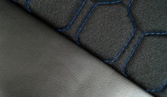 Обивка сидений (не чехлы) экокожа с тканью Полет (цветная строчка Соты) под раздельный задний ряд сидений для Лада Гранта