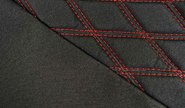 Обивка сидений (не чехлы) черная ткань, центр из ткани на подкладке 10мм с цветной строчкой Ромб, Квадрат для 3-дверной Лада 4х4 (Нива) 21213, 21214