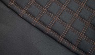 Обивка сидений (не чехлы) черная ткань, центр из ткани на подкладке 10мм с цветной строчкой Ромб, Квадрат для Лада Ларгус 5 мест