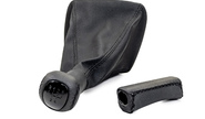 Ручка КПП и ручного тормоза для Лада Приора с тяговым приводом чёрная строчка и вставка