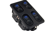 Пересвеченный в синий блок управления стеклоподъемниками на 4 кнопки для ВАЗ 2110-2112