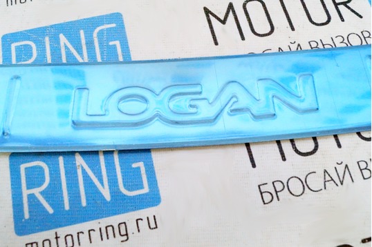 Накладка на задний бампер хромированная с надписью для Renault Logan 2014