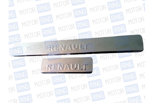 Накладки на пороги хромированные с надписью для Renault Logan 2014_1