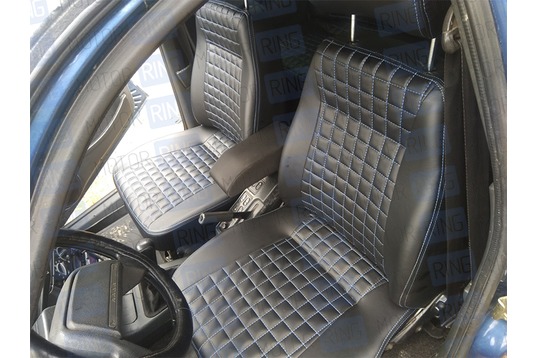 Обивка сидений (не чехлы) экокожа гладкая с одинарной строчкой Квадрат для ВАЗ 2111, 2112
