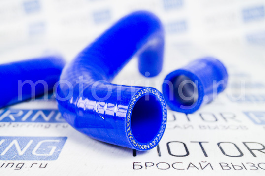 Патрубки алюминиевого радиатора силиконовые синие для инжекторных ВАЗ 2101-2107