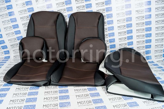 ХалявING! Обивка сидений (не чехлы) экокожа коричневая перфорация на ВАЗ 2108-21099, 2113-2115,  Нива 2131 5 дверная (длинная)_1