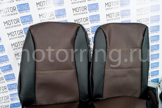 ХалявING! Обивка сидений (не чехлы) экокожа коричневая перфорация на ВАЗ 2108-21099, 2113-2115,  Нива 2131 5 дверная (длинная)