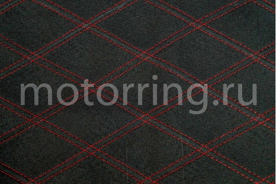 Обивка сидений (не чехлы) черная ткань, центр из ткани на подкладке 10мм с цветной строчкой Ромб, Квадрат для 3-дверной Лада 4х4 (Нива) 21213, 21214