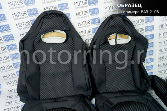 Обивка (не чехлы) сидений Recaro (черная ткань, центр Ультра) для ВАЗ 2110, Лада Приора седан