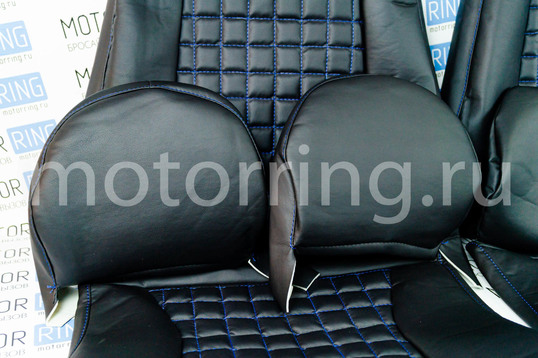 Обивка сидений (не чехлы) экокожа гладкая с цветной строчкой Ромб, Квадрат для Шевроле Нива до 2014 г.в.