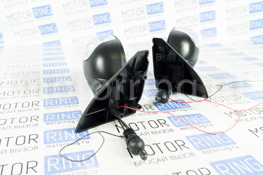 Боковые механические зеркала Волна черные с хром накладкой и повторителем для ВАЗ 2108-21099, 2113-2115