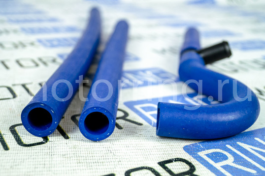 Патрубки печки силиконовые синие + тройник для ВАЗ 2112