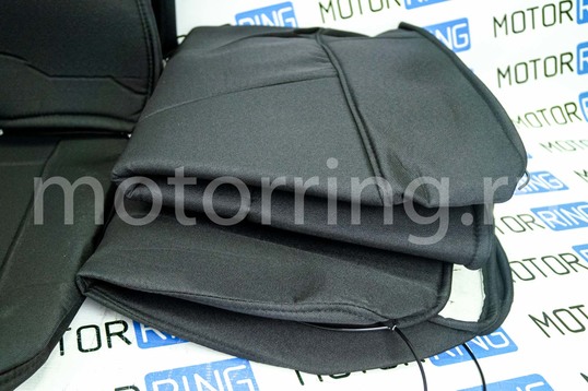Обивка сидений (не чехлы) черная ткань с центром из черной ткани на подкладке 10мм для Лада Приора седан