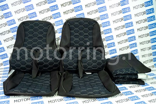 Обивка сидений (не чехлы) ткань с алькантарой (цветная строчка Соты) для ВАЗ 2108-21099, 2113-2115, 5-дверной Лада 4х4 (Нива) 2131_1