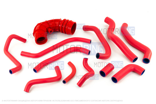 Патрубки двигателя 21082 армированный каучук красные для инжекторных ВАЗ 2108-21099, 2113-2115_1