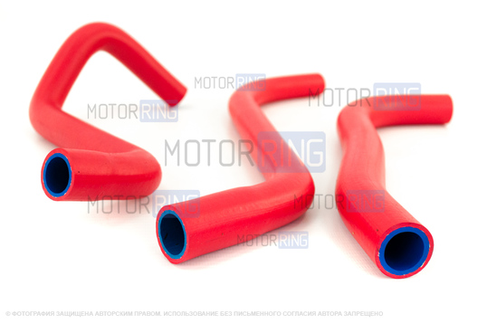 Патрубки двигателя 21082 армированный каучук красные для инжекторных ВАЗ 2108-21099, 2113-2115