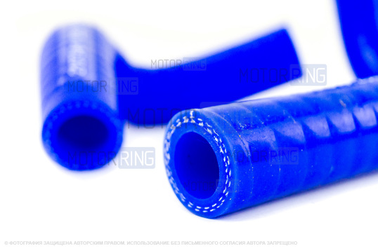 Патрубки печки силиконовые синие под алюминиевый радиатор для инжекторных ВАЗ 2101-2107