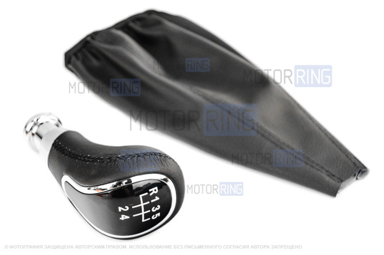Ручка КПП Sal-Man в стиле Весты с хромированной вставкой и пыльником с черной прострочкой для ВАЗ 2108-21099_1