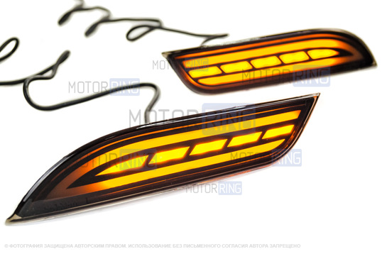 Светодиодные задние динамические катафоты Sal-Man поворот, стоп, габариты в бампер для Лада Приора 2 седан, хэтчбек