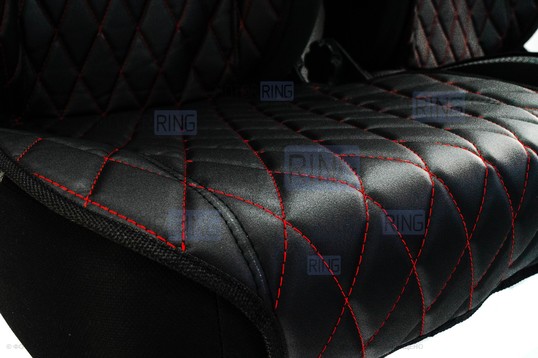 Универсальные защитные накидки передних сидений из гладкой экокожи с одинарной цветной строчкой Ромб