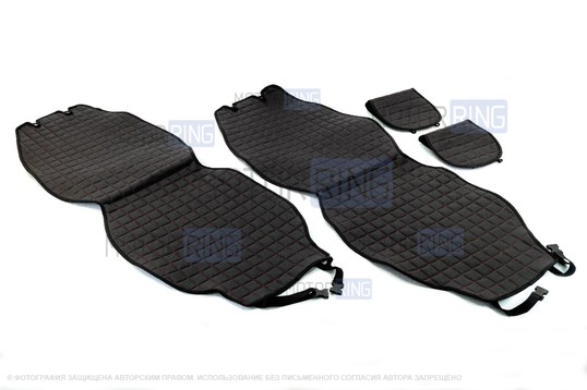 Универсальные защитные накидки передних сидений из перфорированной экокожи с одинарной цветной строчкой Квадрат