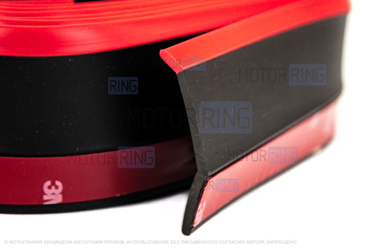 Универсальная резиновая губа Самурай черная с красным кантом на передний бампер
