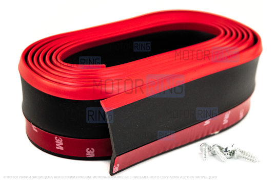 Универсальная резиновая губа Самурай черная с красным кантом на передний бампер_1