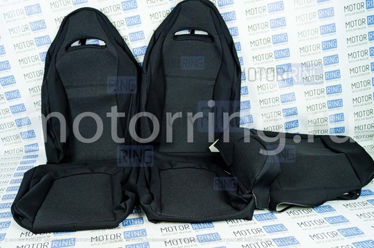 Обивка (не чехлы) сидений Recaro (черная ткань, центр Искринка) для ВАЗ 2111, 2112, Лада Приора хэтчбек, универсал