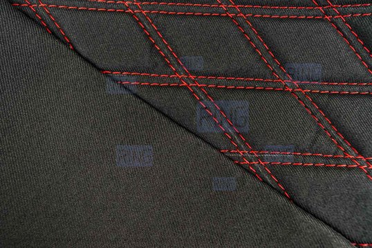 Обивка сидений (не чехлы) черная ткань, центр из ткани на подкладке 10мм с цветной строчкой Ромб, Квадрат для Шевроле Нива до 2014 г.в._1
