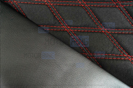 Обивка сидений (не чехлы) экокожа с тканью Полет (цветная строчка Ромб, Квадрат) для Лада Приора 2 седан_1