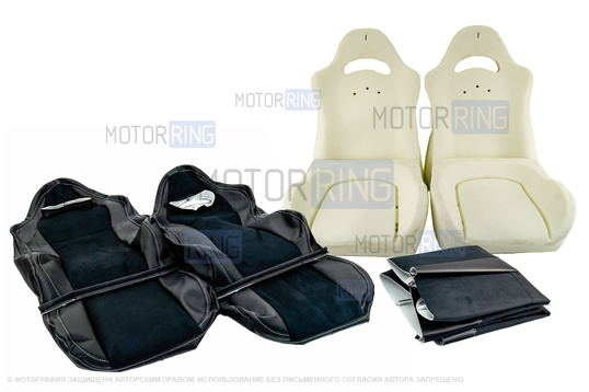 Комплект для сборки сидений Recaro экокожа (центр с перфорацией) с цветной строчкой Соты для ВАЗ 2108-21099, 2113-2115, 5-дверная Нива 2131