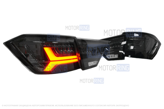 Комплект черных задних диодных фонарей TheBestPartner в стиле Ауди с бегающим поворотником для Лада Веста_1