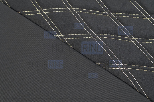 Обивка сидений (не чехлы) черная ткань, центр из ткани на подкладке 10мм с цветной строчкой Ромб, Квадрат для ВАЗ 2110_1
