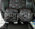 Обивка сидений (не чехлы) экокожа гладкая с цветной строчкой Соты под цельный задний ряд сидений для Лада Гранта_17