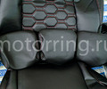Обивка сидений (не чехлы) экокожа гладкая с цветной строчкой Соты под цельный задний ряд сидений для Лада Гранта_15