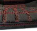 Обивка сидений (не чехлы) черная ткань, центр из ткани на подкладке 10мм с цветной строчкой Ромб, Квадрат для ВАЗ 2107_8