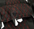 Обивка сидений (не чехлы) черная ткань, центр из ткани на подкладке 10мм с цветной строчкой Ромб, Квадрат для Лада Калина_9