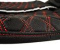 Обивка сидений (не чехлы) черная ткань, центр из ткани на подкладке 10мм с цветной строчкой Ромб, Квадрат для Лада Калина_10