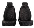 Универсальные защитные накидки передних сидений из гладкой экокожи с одинарной цветной строчкой Ромб_12